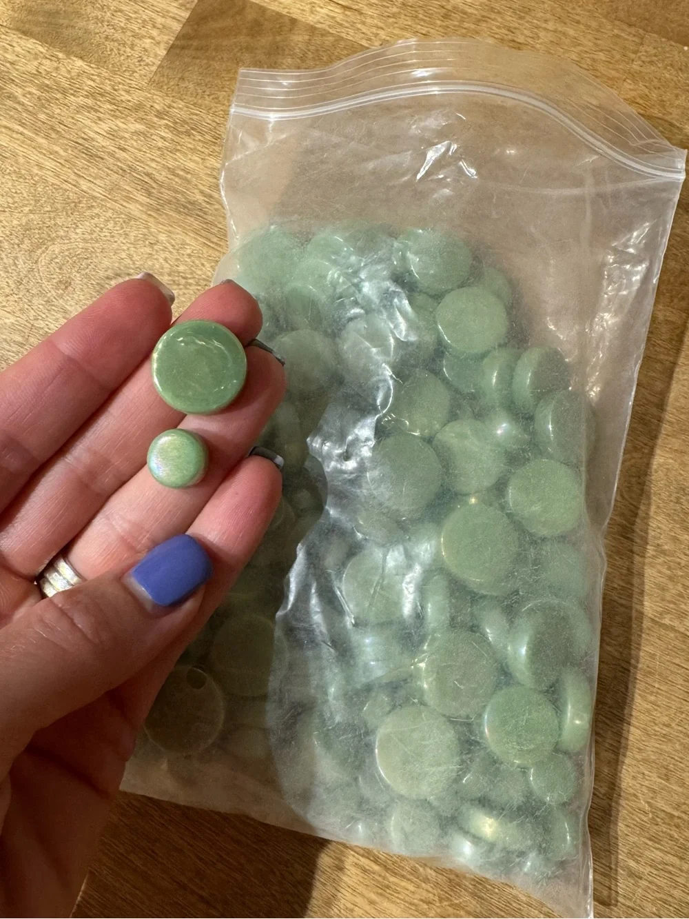 Lot of Pearlescent Green Round Mosaic Tiles
